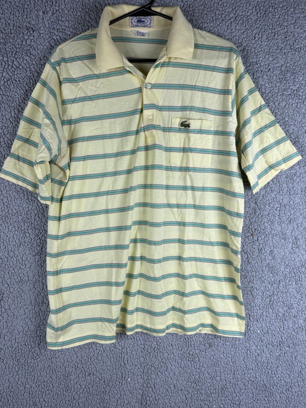 VTG 70s 80s Izod Lacoste Striped Polo Shirt Old Money Preppy Mens XL Skater